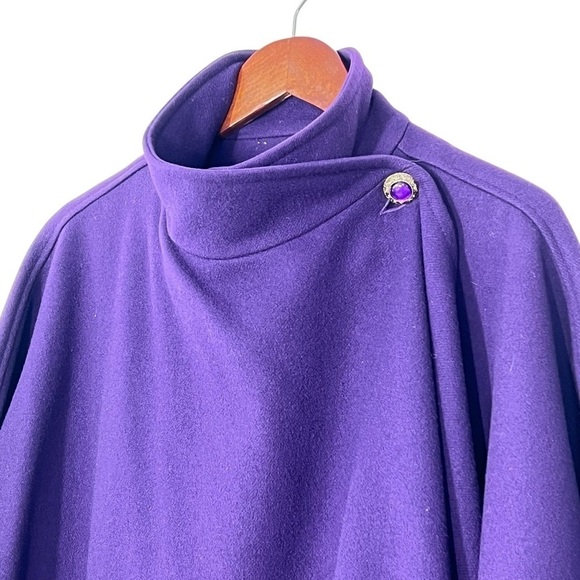 VINTAGE RUTLAND Purple Wool Cape Coat Women's Size 1X - Picture 5 of 16